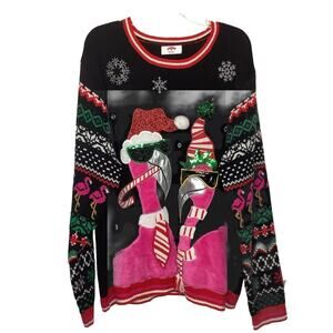 Holiday Time Black and Pink Festive Sweater